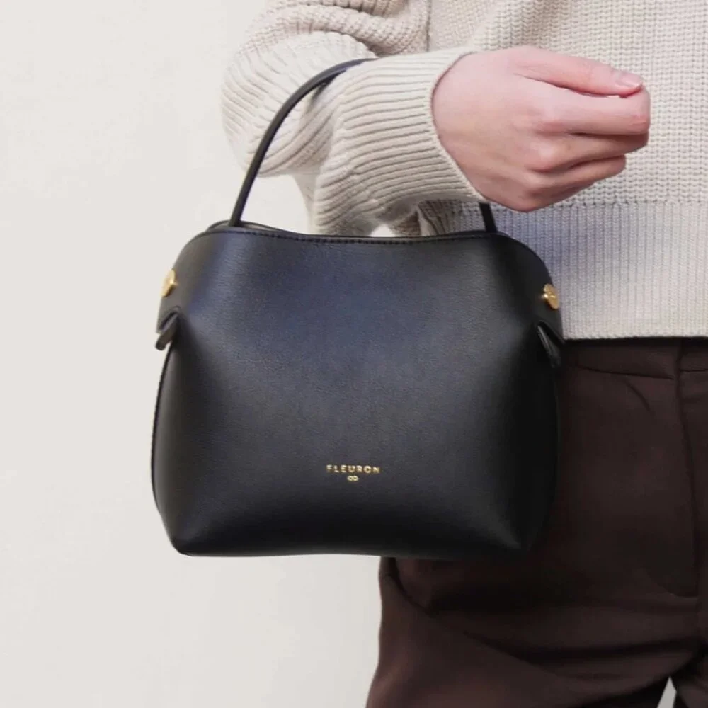 Fleuron Paris Mini Swann Bag Noir Lisse Black Gold Multiway bag - Picture 2 of 6